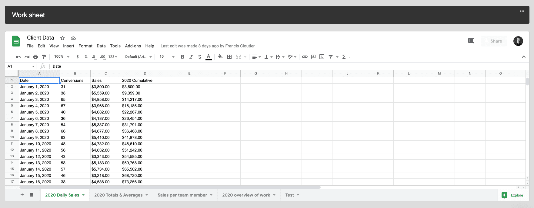 Google Sheet that can be edited directly within the reporting app