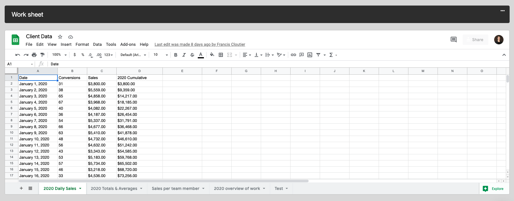 Google Sheet that can be edited directly within the reporting app