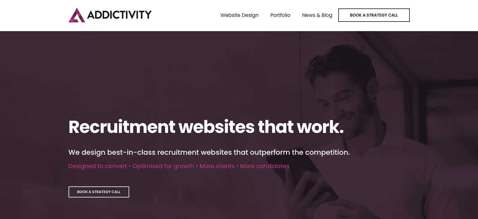 Screenshot of Addictivitys Web Recruitment Agency Site