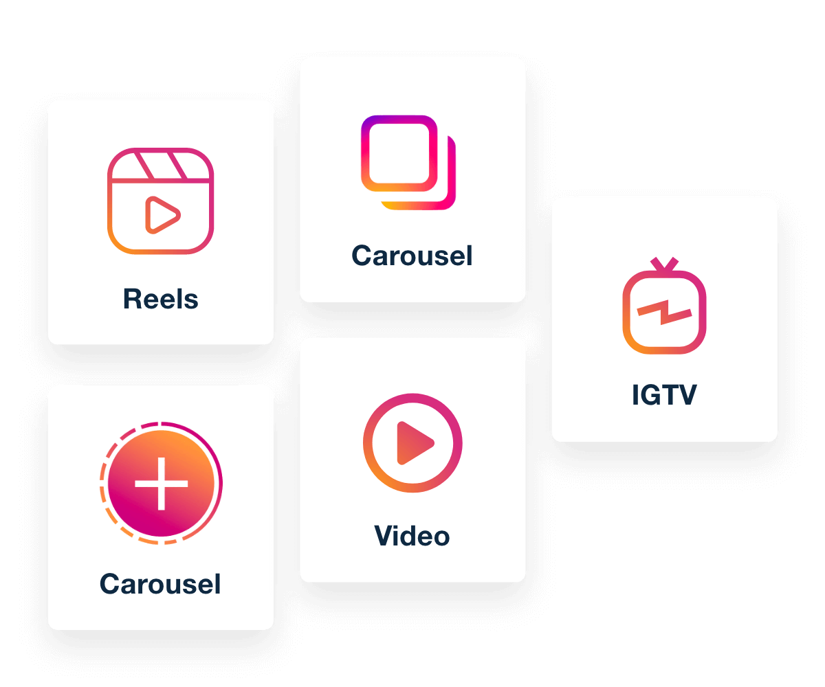 A collage of supported Instagram features in AgencyAnalytics