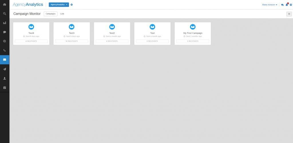 Campaign Monitor campaign dashboard