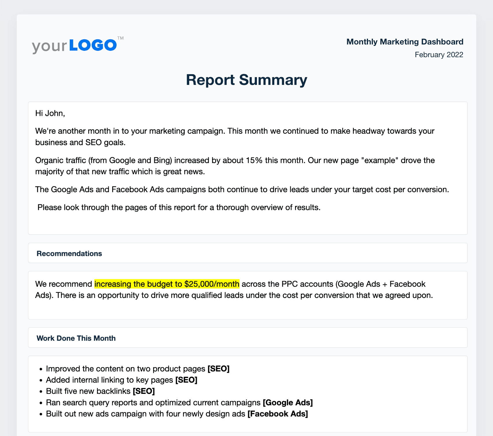 Monthly Report Executive Summary Example Monthly Report Executive Summary Example