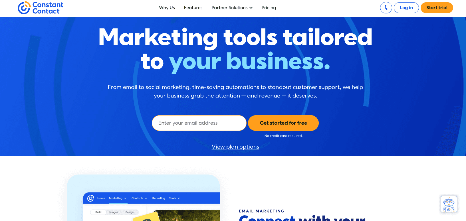 Constant Contact Homepage Screenshot Constant Contact Homepage Screenshot
