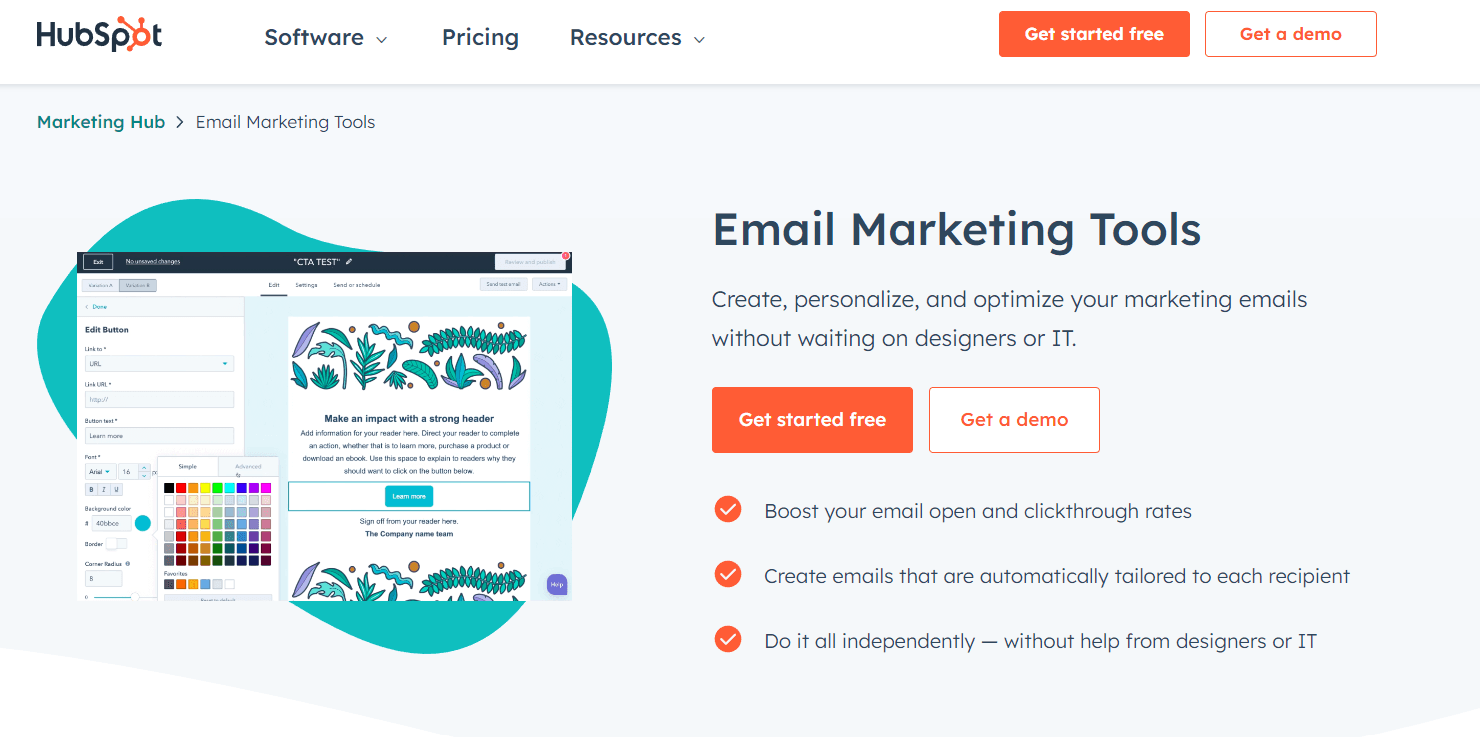 HubSpot Email Marketing Homepage