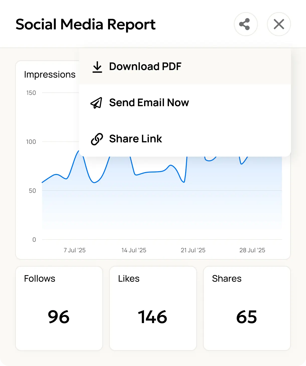 An image illustrating the ability to export client reports into PDF format