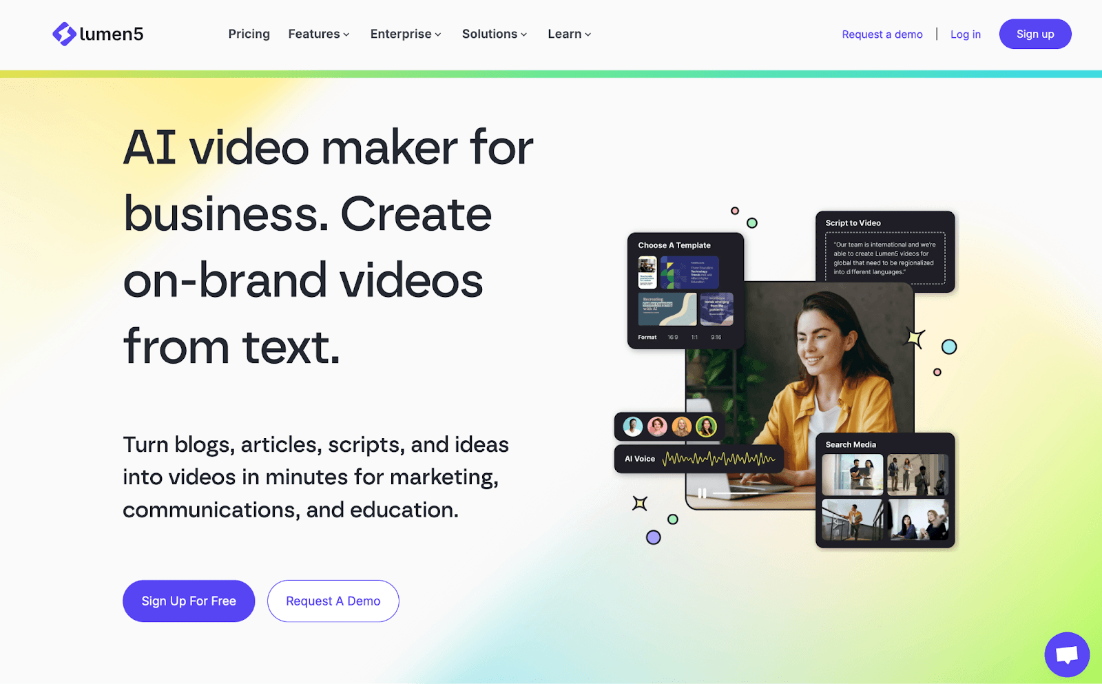 Lumen5 is an AI-powered video creation platform that enables marketing agencies to transform written content into engaging videos. Lumen5 is an AI-powered video creation platform that enables marketing agencies to transform written content into engaging videos.