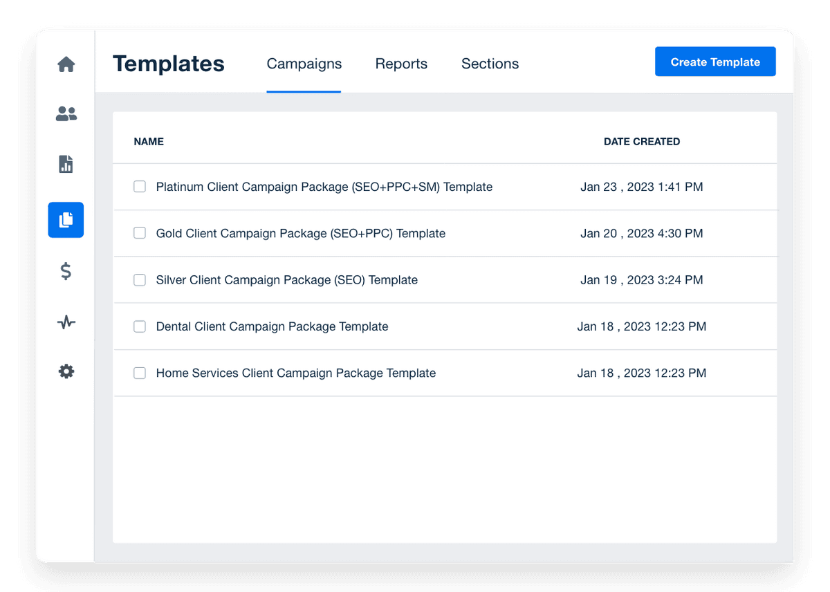 Campaign, Dashboard, and report templates