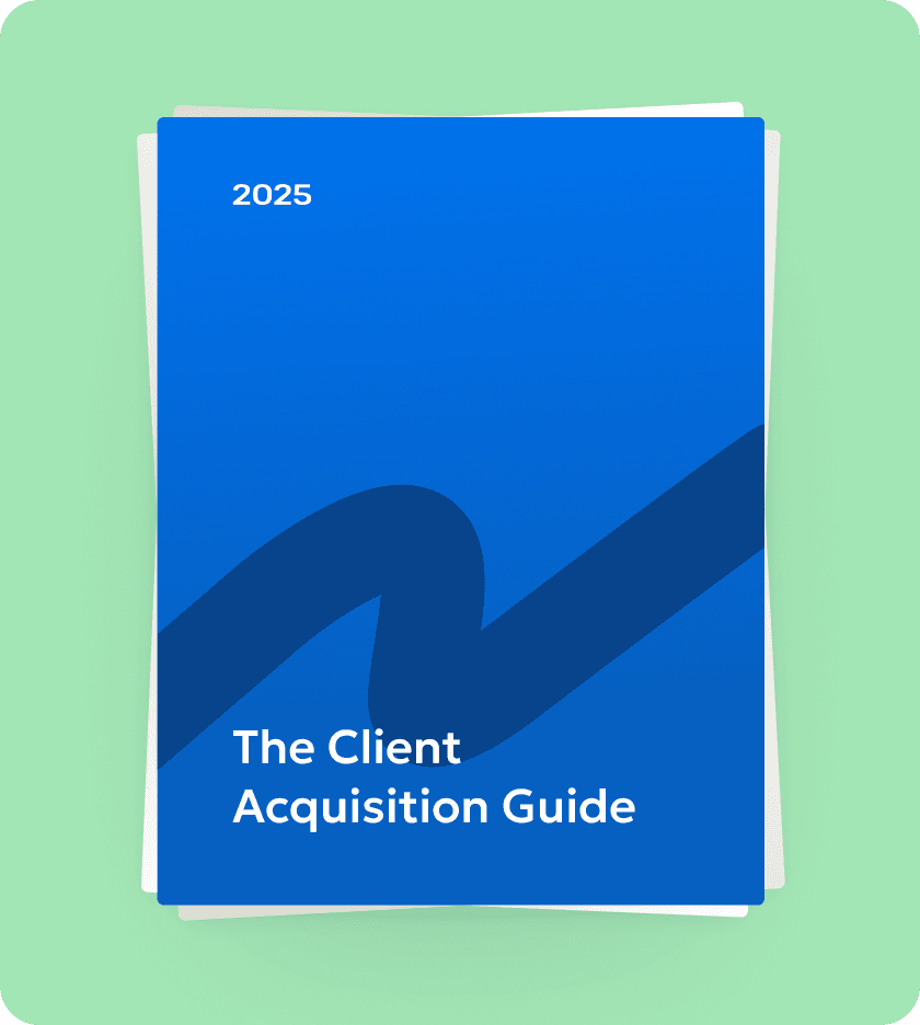 Cover page from the free marketing agency client acquisition guide