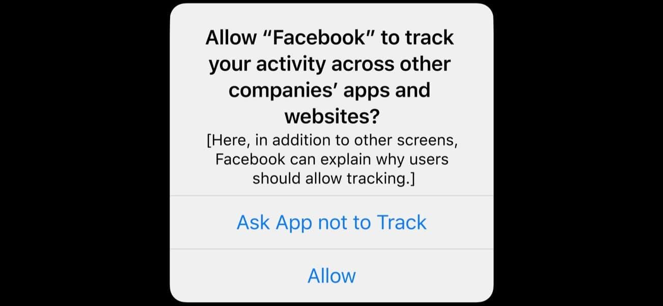 Apple Out Out of Facebook Ads Tracking PopUp Example