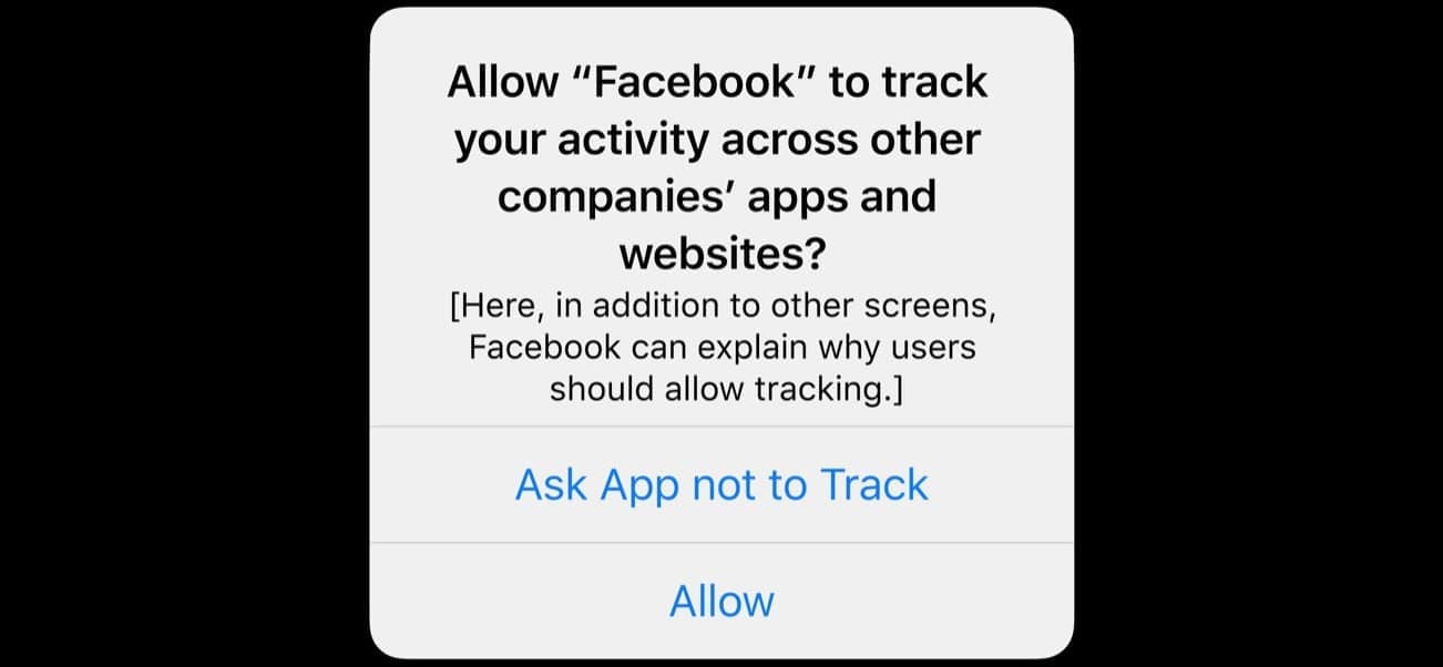 Apple Out Out of Facebook Ads Tracking PopUp Example