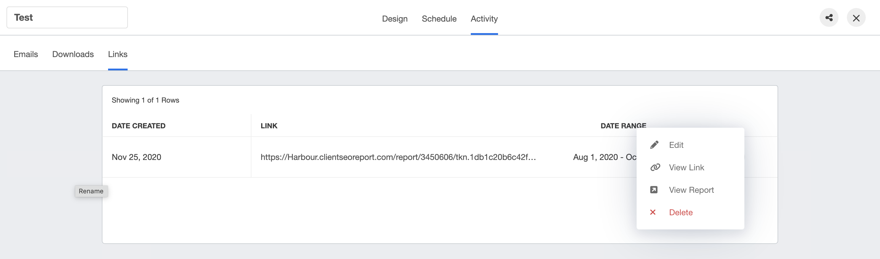 View all your existing client report links  View all your existing client report links