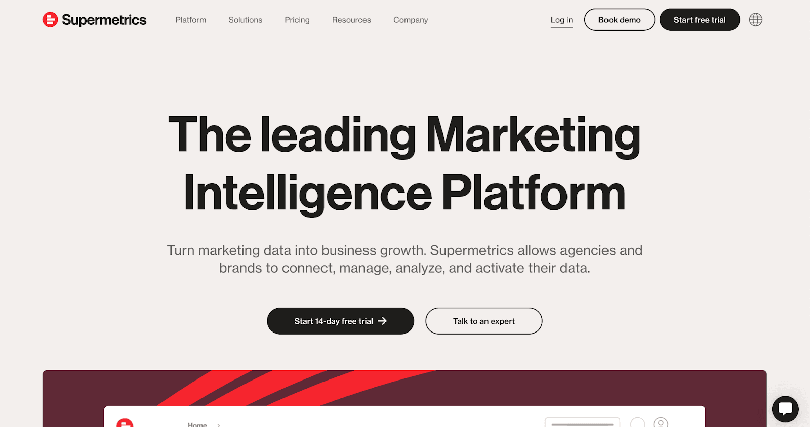 Supermetrics homepage Supermetrics homepage