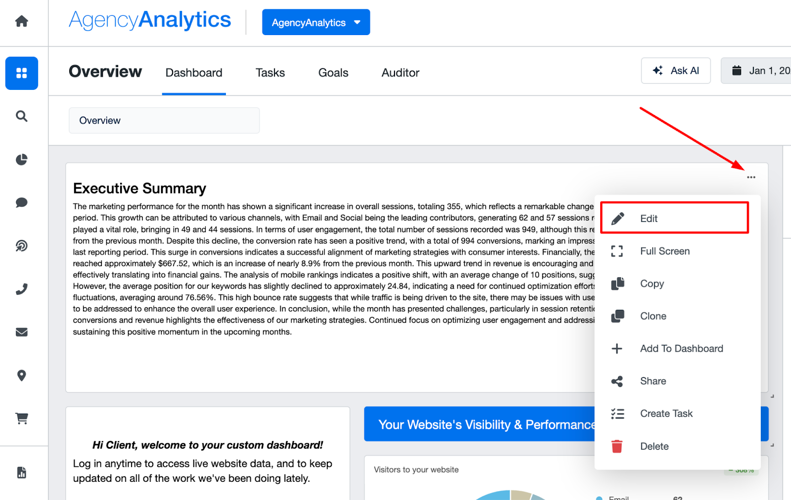 Editing text in the Ask Ai feature Editing text in the Ask Ai feature