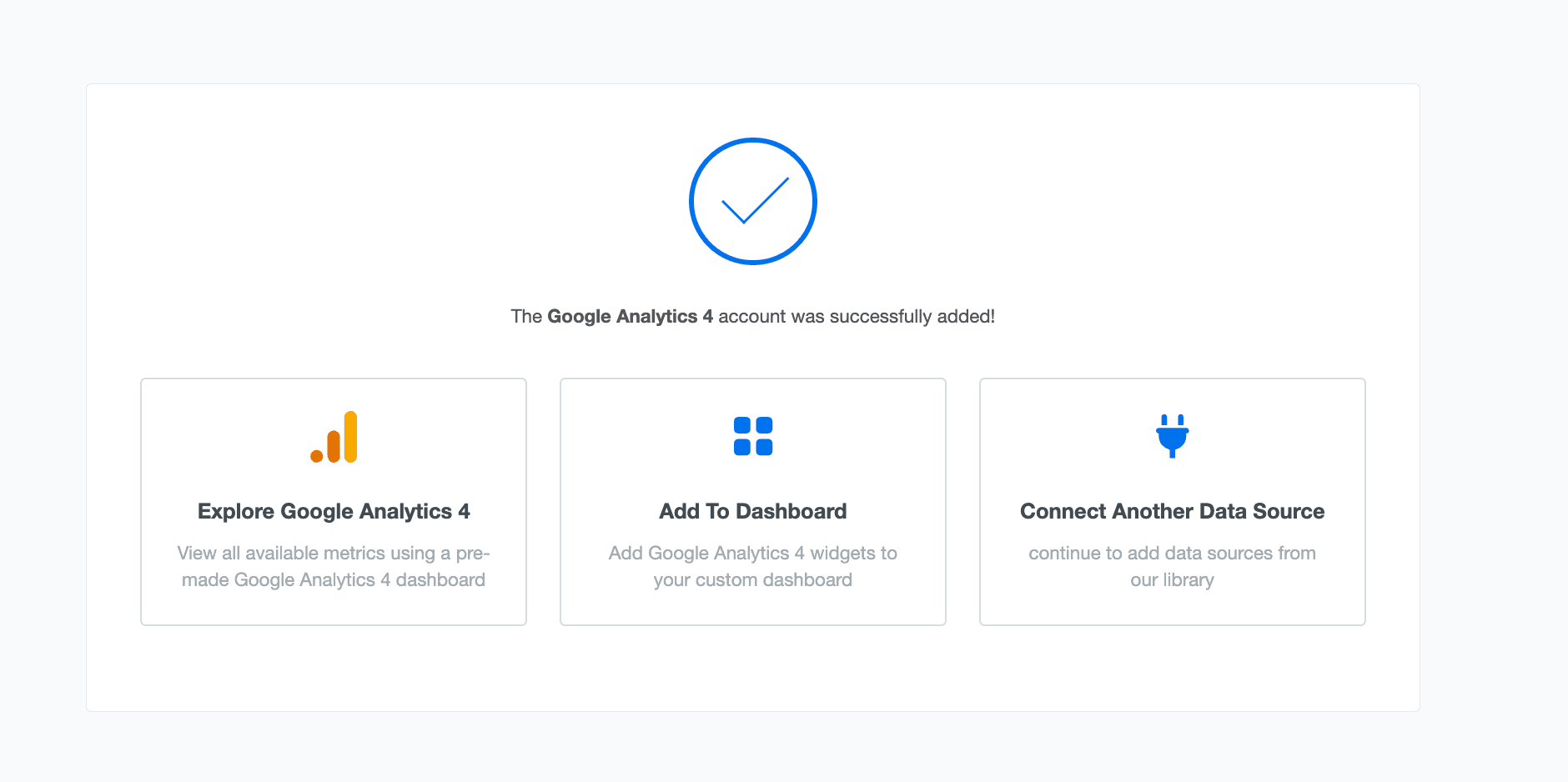 Confirmation page - Successful integration in the AgencyAnalytics platform. Confirmation page - Successful integration in the AgencyAnalytics platform.