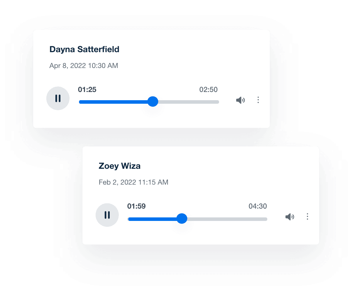 Example of voice recording playback in AgencyAnalytics