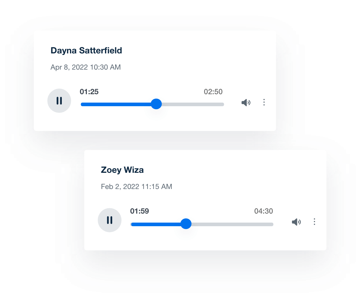 Example of voice recording playback in AgencyAnalytics