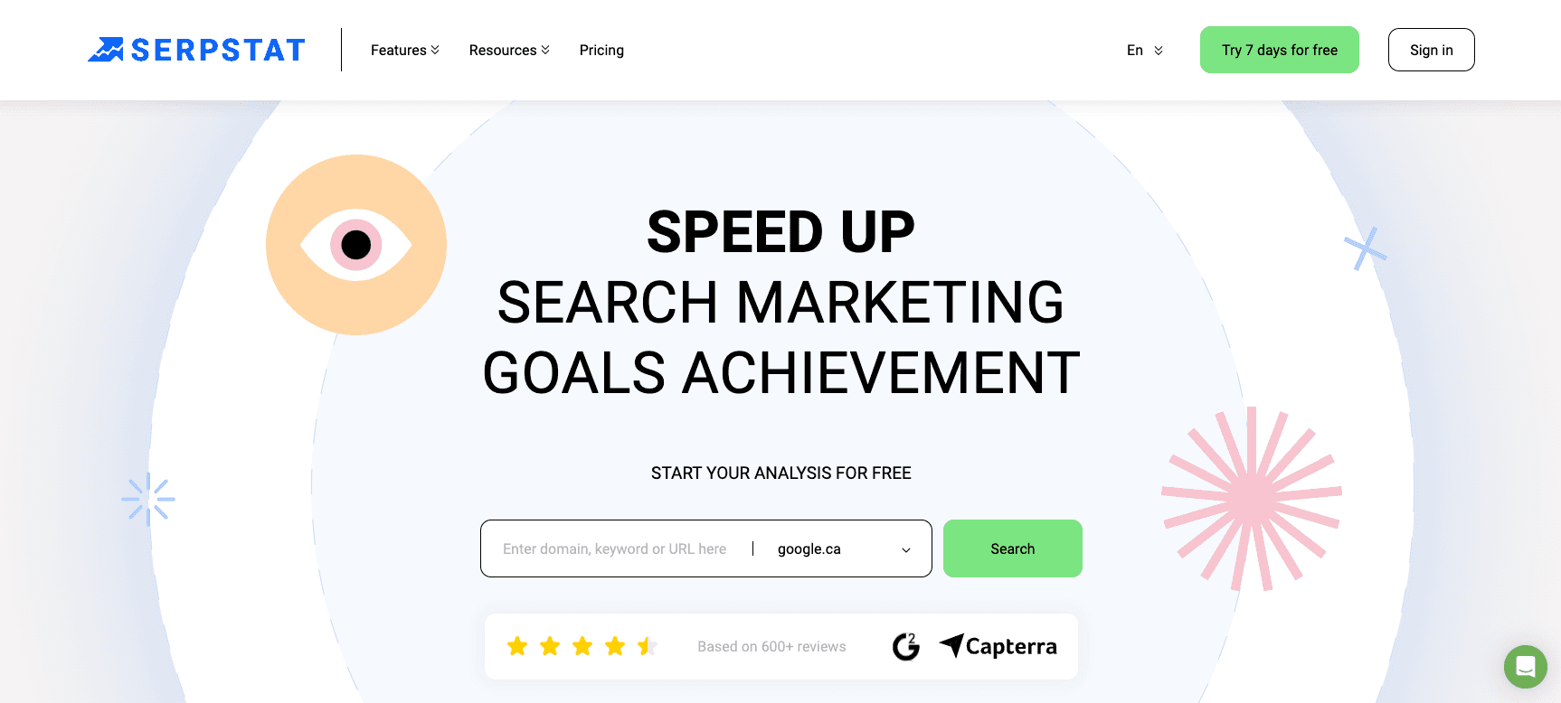 Screenshot of the Serpsplat SEO analysis tool homepage Screenshot of the Serpsplat SEO analysis tool homepage