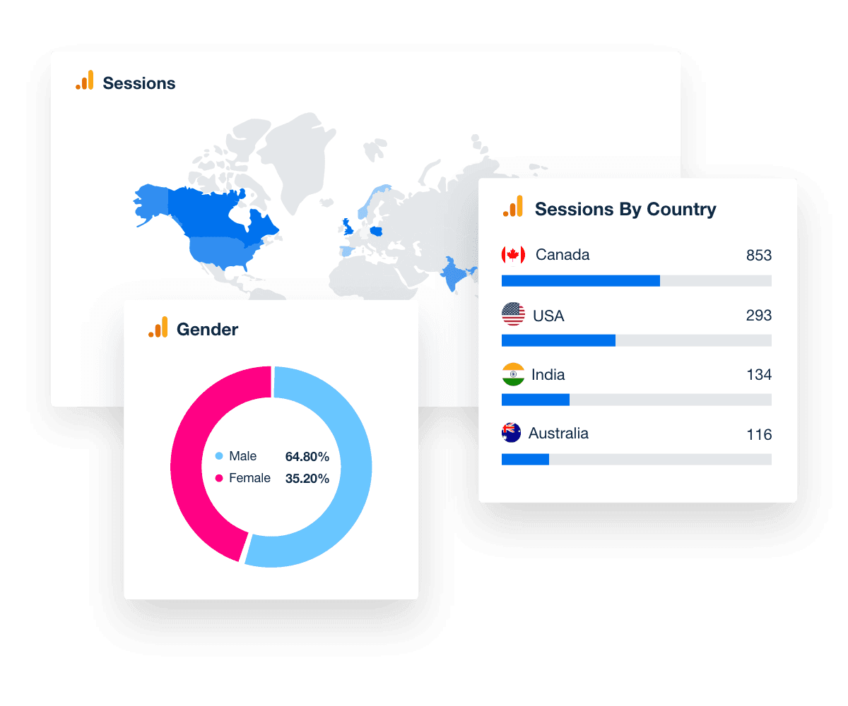 Demographics Marketing Metric Widget Example in Google Analytics Marketing Dashboard