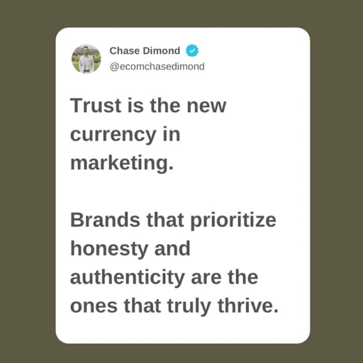 Trust in marketing tweet by Chase Dimond