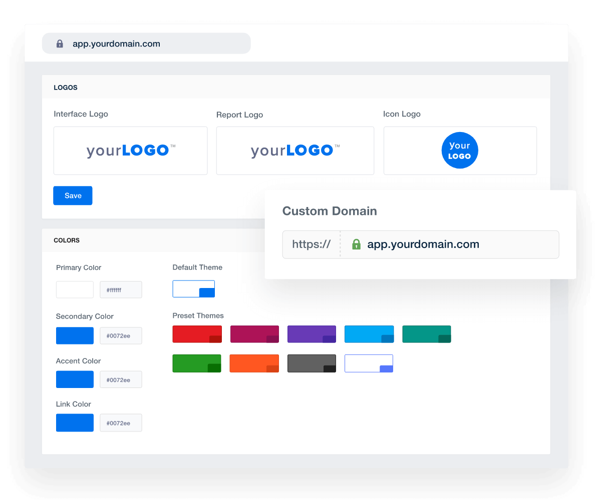 A graphic showing white label options