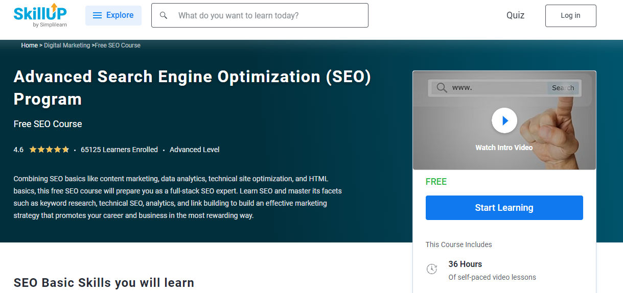 Advanced Search Engine Optimization Certification Program by Simplilearn