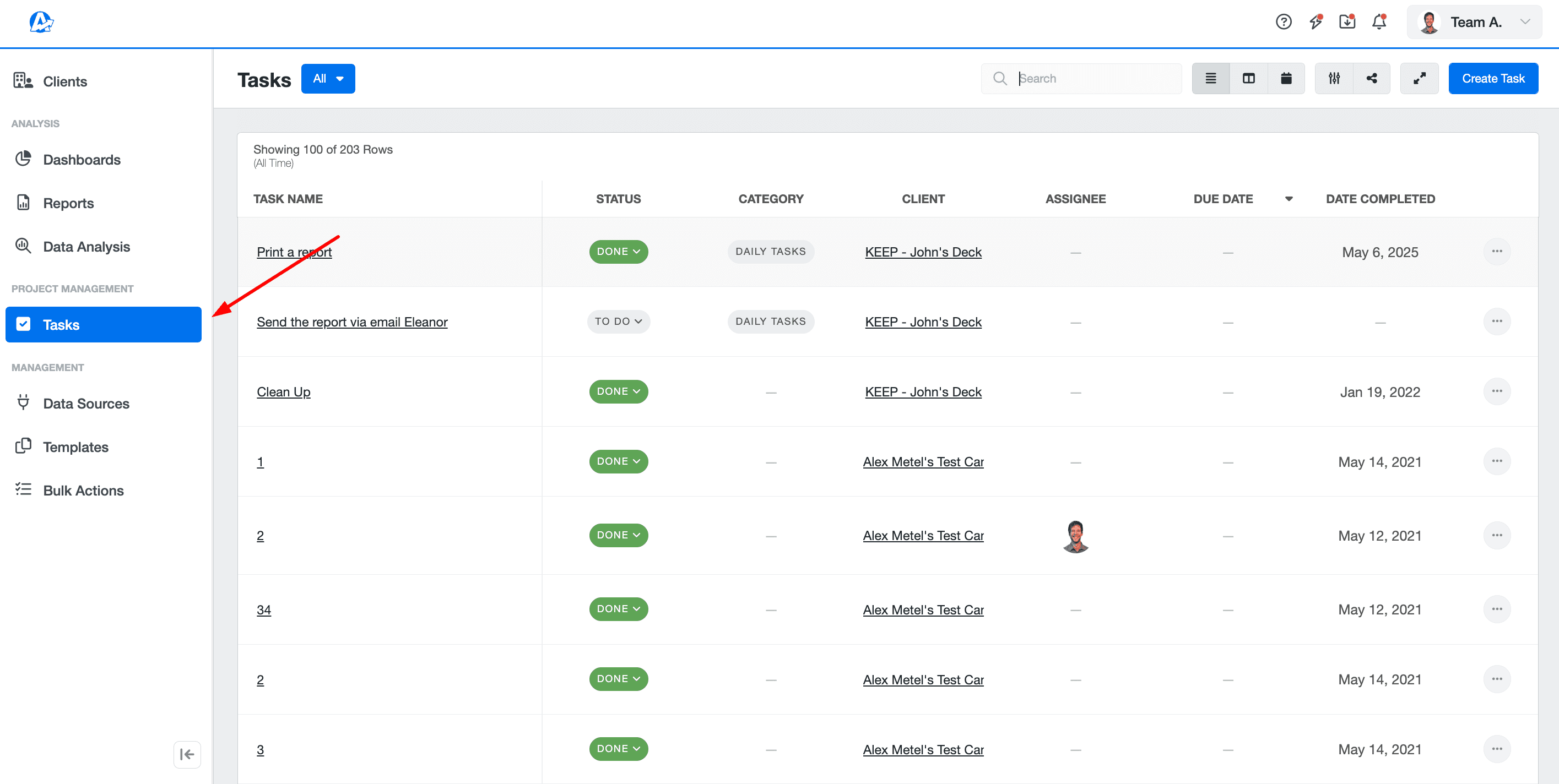Task feature in the AgencyAnalytics platform. Task feature in the AgencyAnalytics platform.