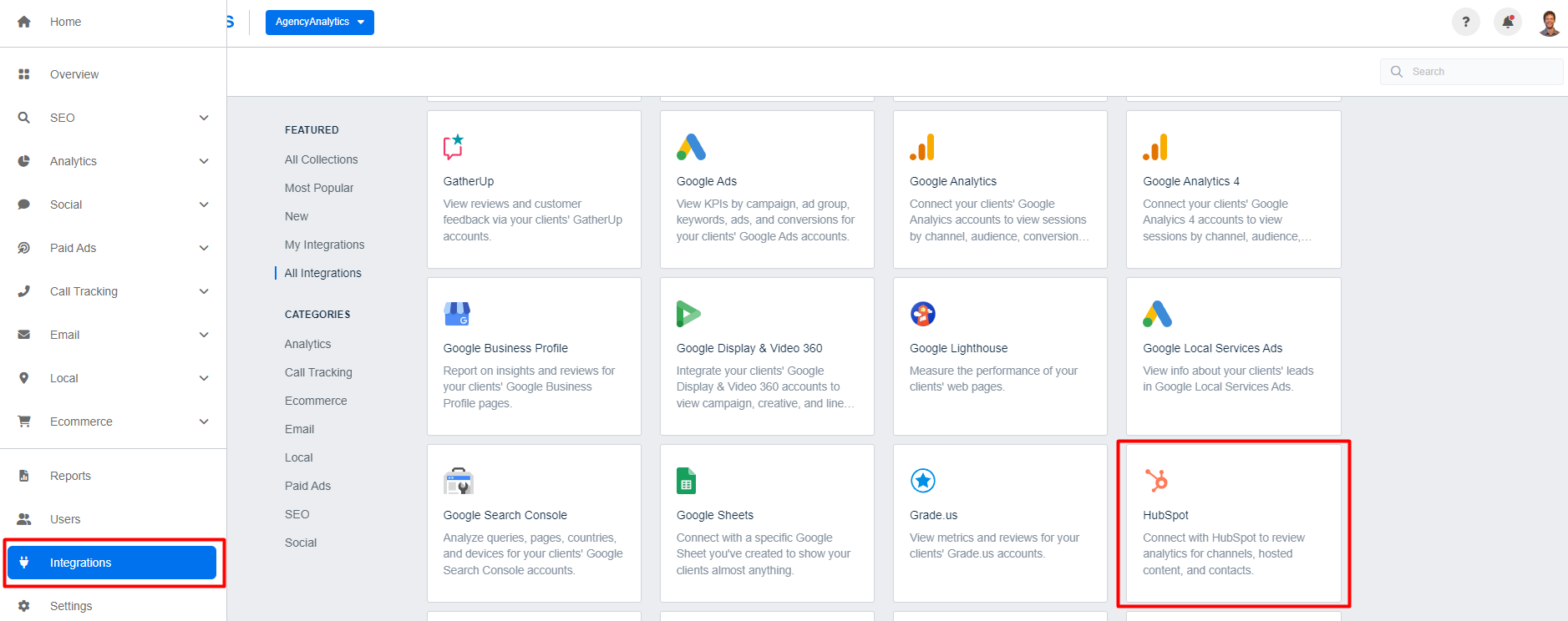 AgencyAnalytics - HubSpot Integration AgencyAnalytics - HubSpot Integration