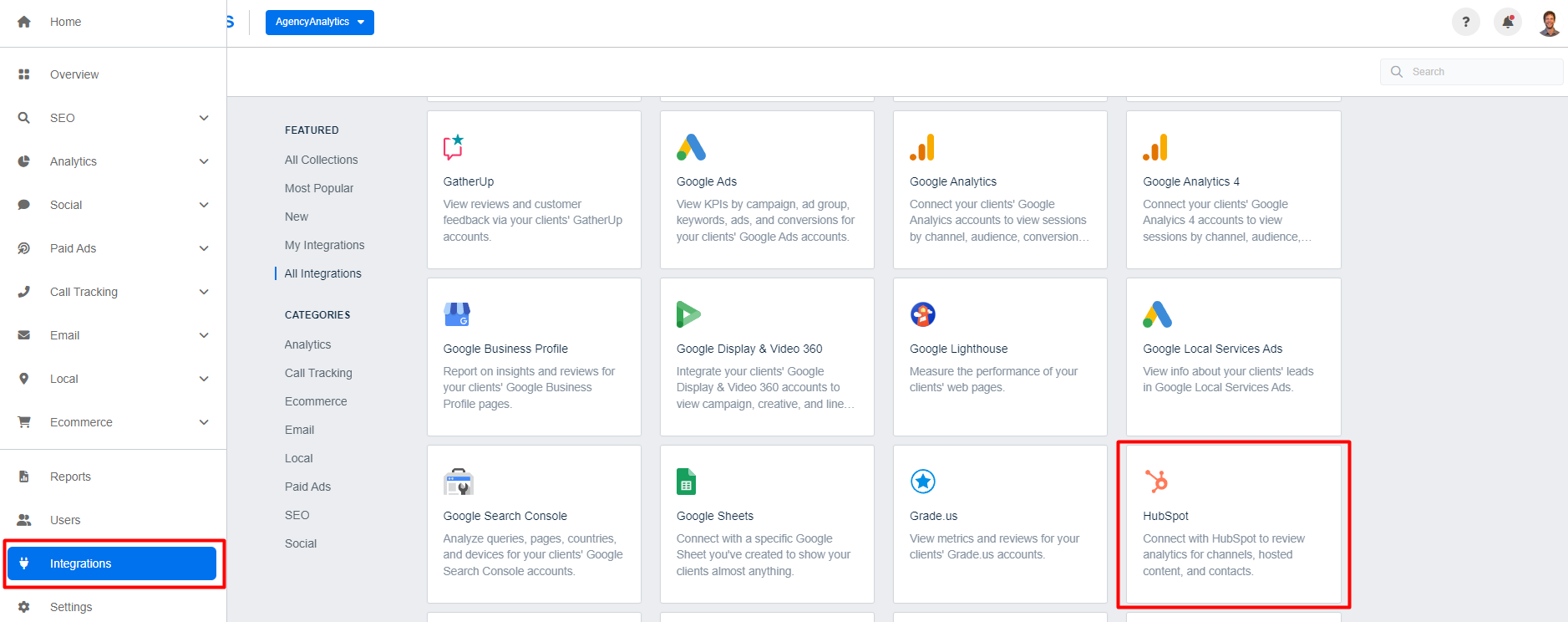 AgencyAnalytics - HubSpot Integration