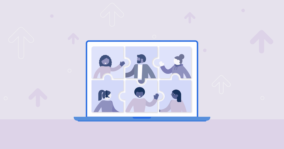 image of a laptop with a remote marketing team interacting image of a laptop with a remote marketing team interacting