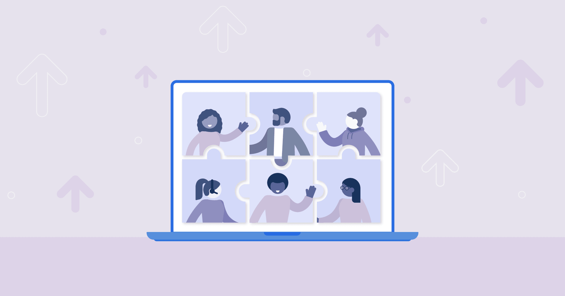 7 Essential Tips for Managing a Successful Remote Team image of a laptop with a remote marketing team interacting