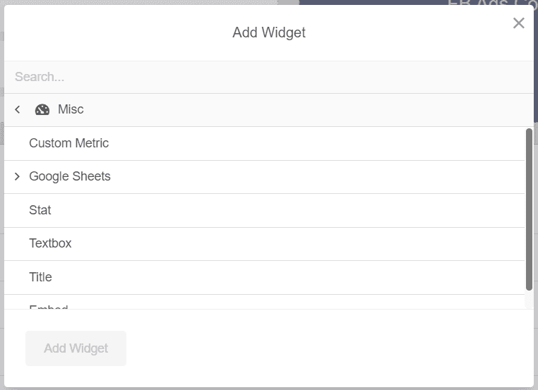 Adding Custom Metric widget