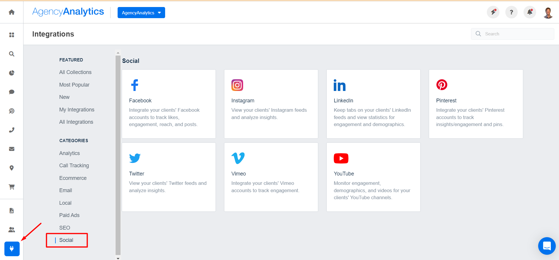 AgencyAnalytics Social Media Account Integrations