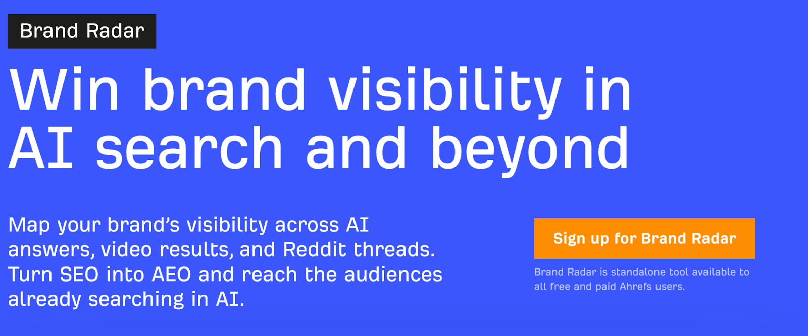 Ahrefs brand radar homepage Ahrefs brand radar homepage