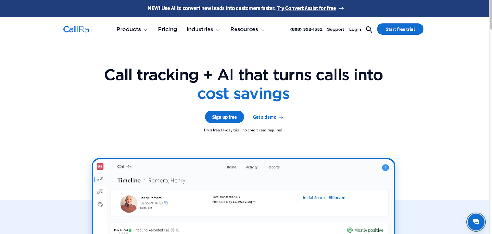 CallRail home page CallRail home page