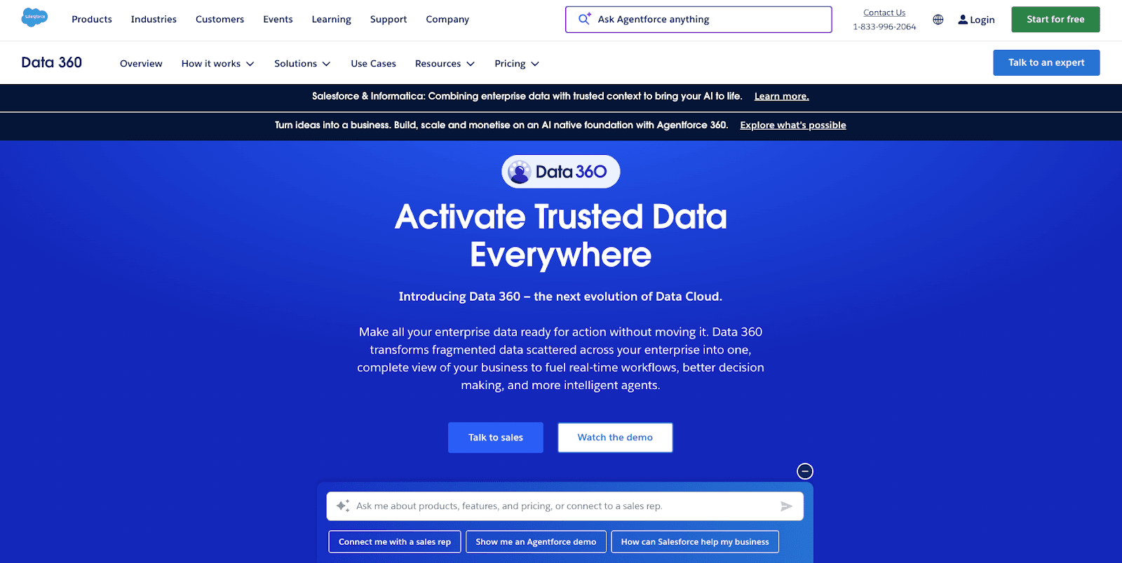 Salesforce data 360 homepage Salesforce data 360 homepage