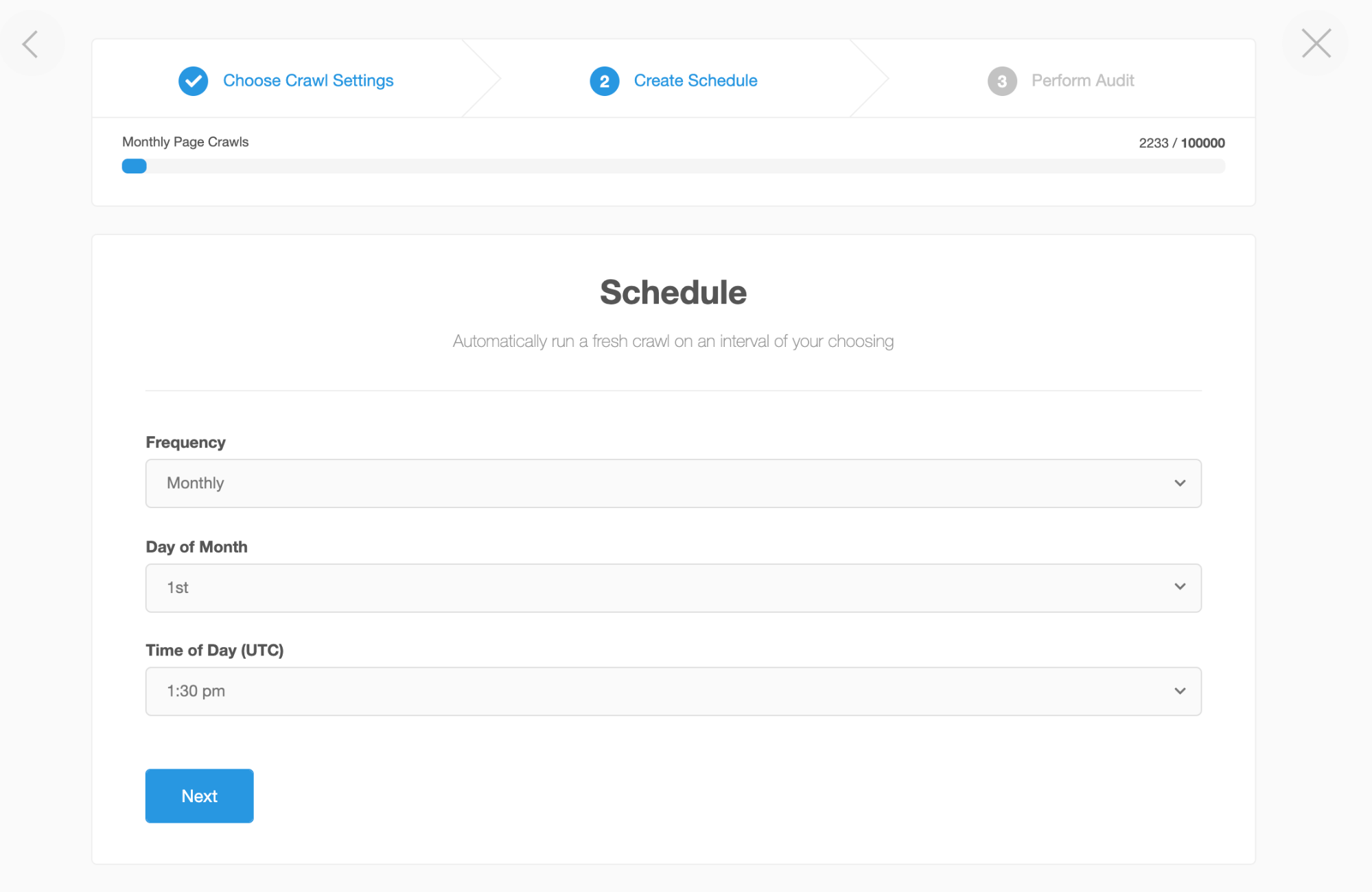 Schedule website audit