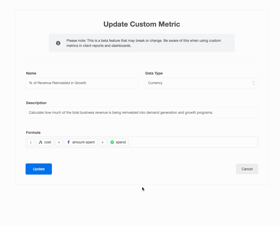 instructions on setting up custom metrics 