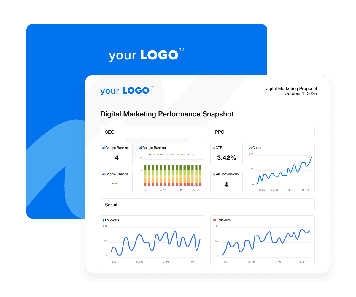 An example of a white label digital marketing proposal template and cover page