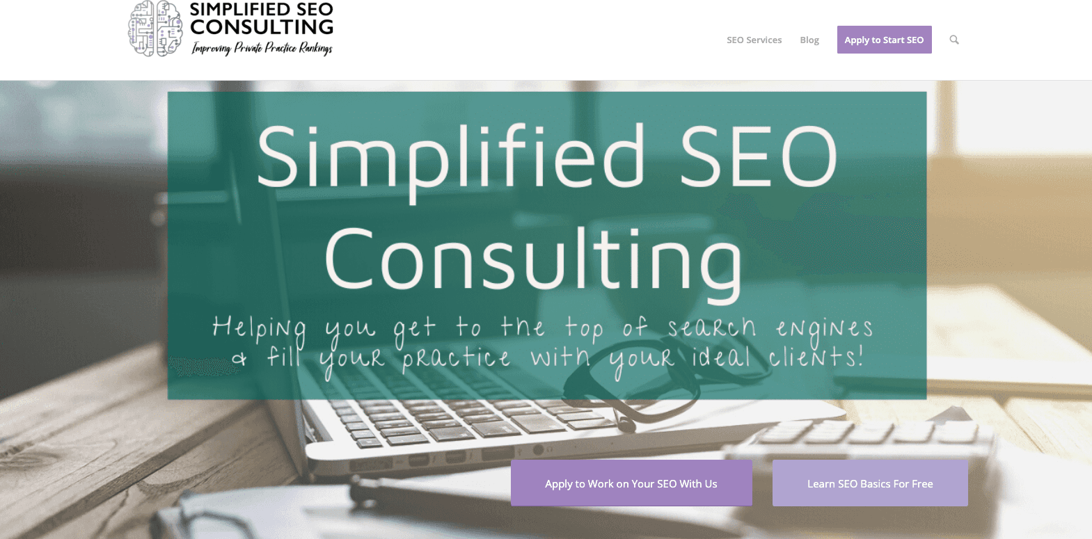 Simplified SEO Consulting Website Homepage
