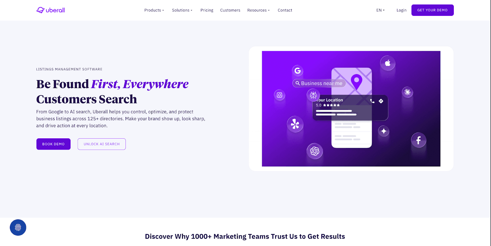 Uberall homepage Uberall homepage