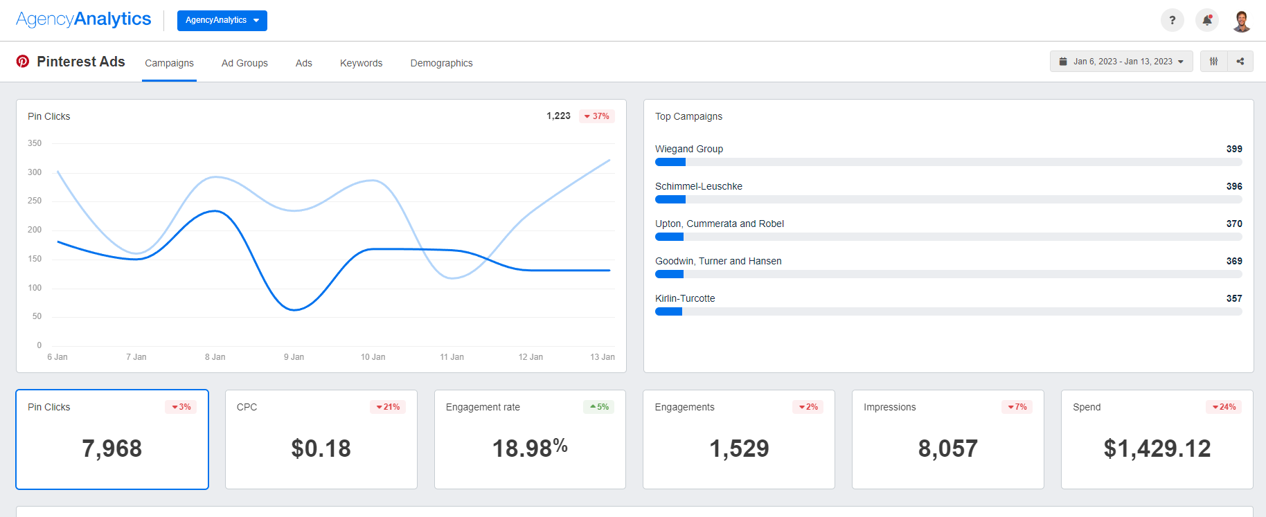 AgencyAnalytics - Pinterest Ads Campaigns