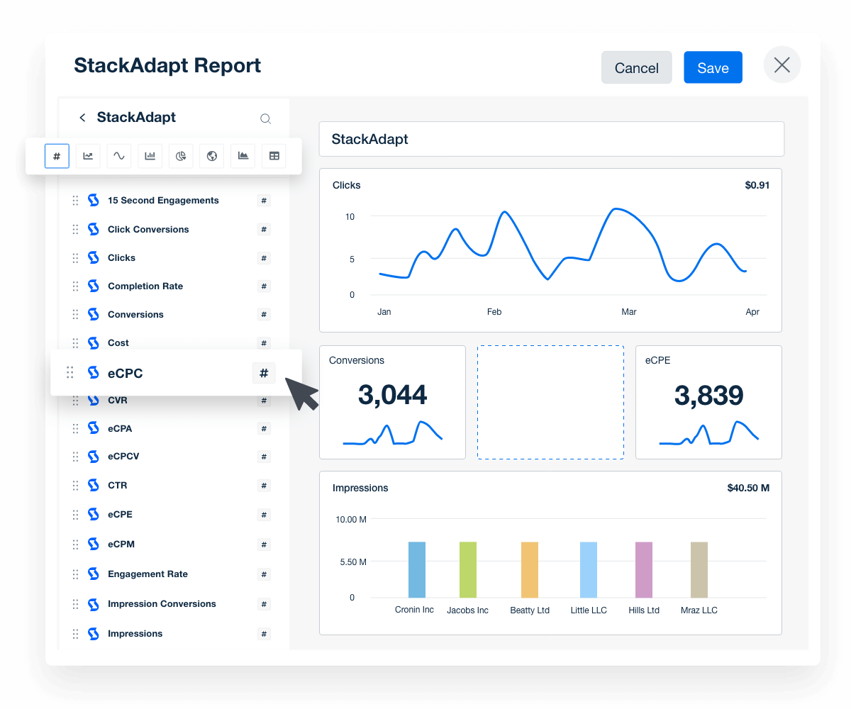 StackAdapt Drag and Drop Report Builder