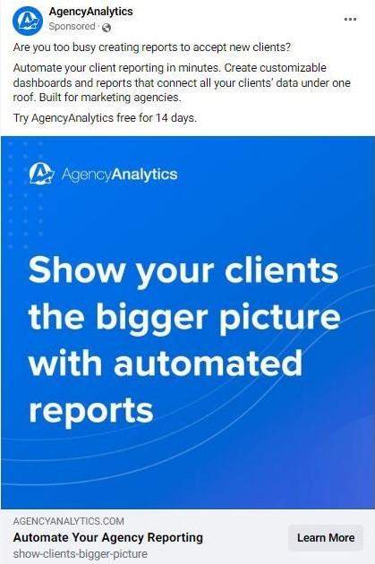 AgencyAnalytics Facebook Desktop Feed Ad