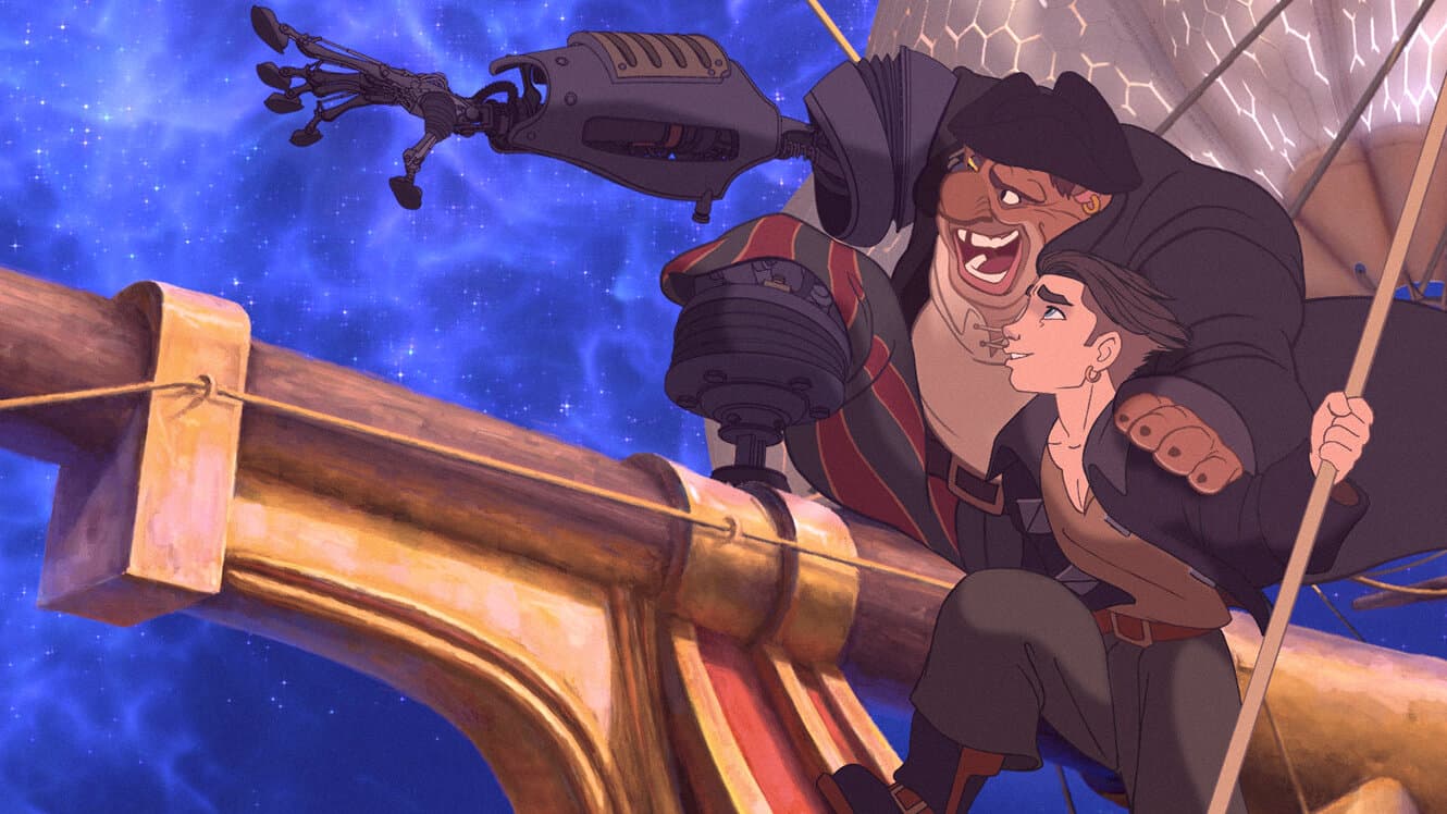 Long John Silver and Jim Hawkins in Disney’s Treasure Planet (2002) Long John Silver and Jim Hawkins in Disney’s Treasure Planet (2002)