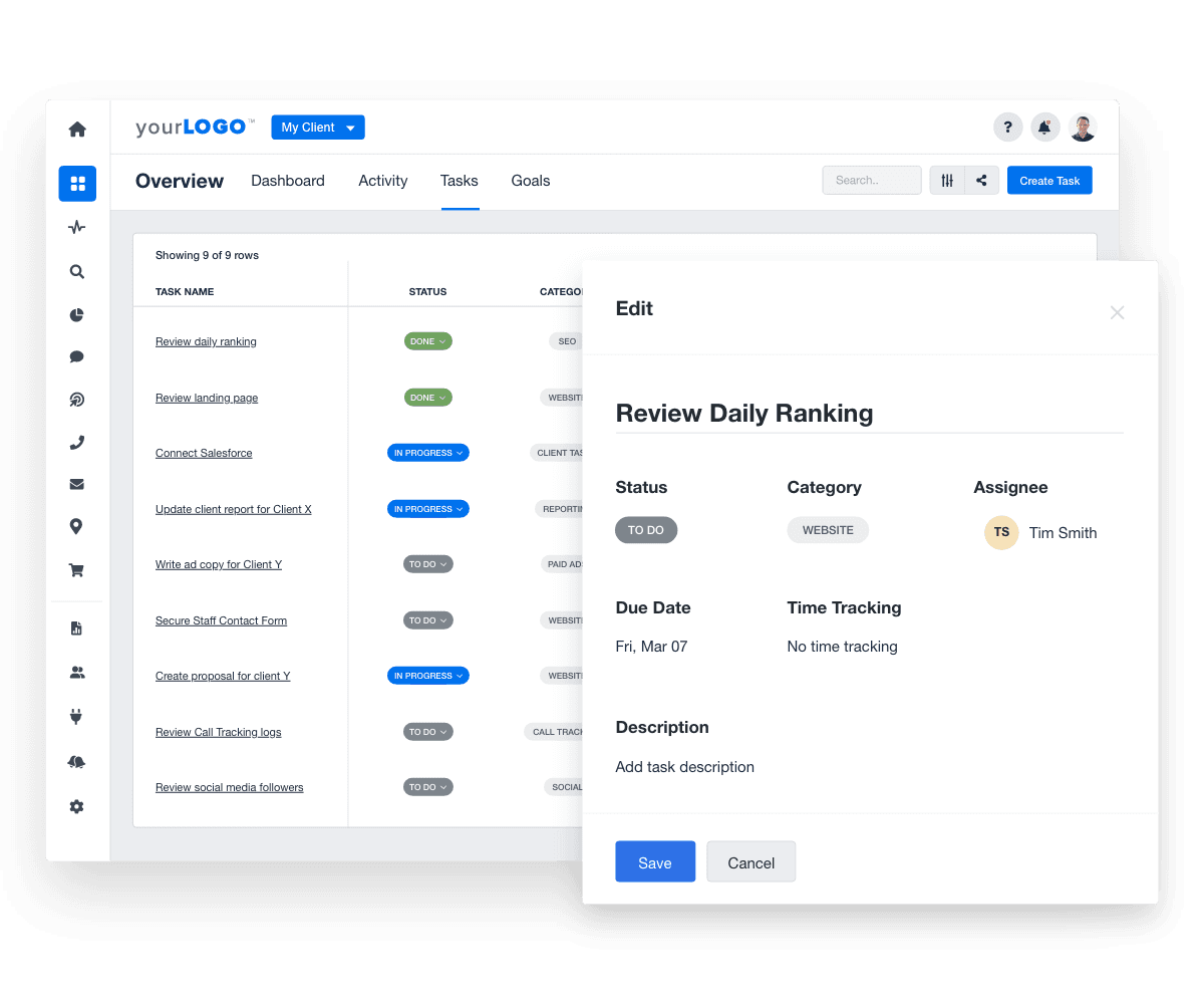 Klicke und bearbeite die Aufgaben und Workflows deiner Marketingagentur