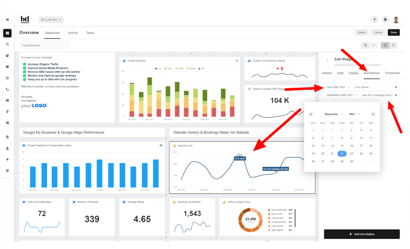 add annotations and goals to create a compelling data story