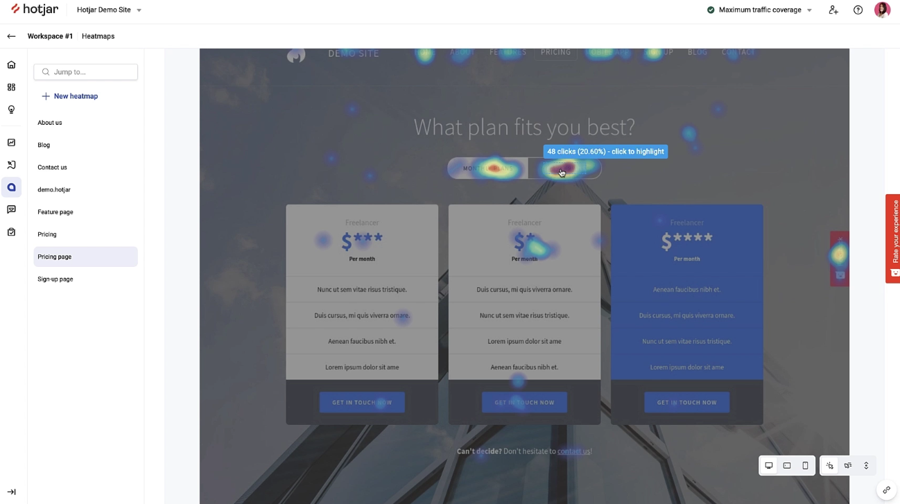 Hotjar heatmap example Hotjar heatmap example