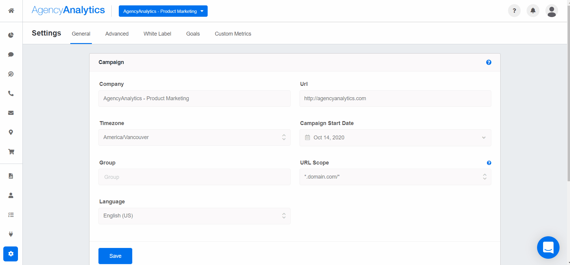 goal tracking marketing dashboard