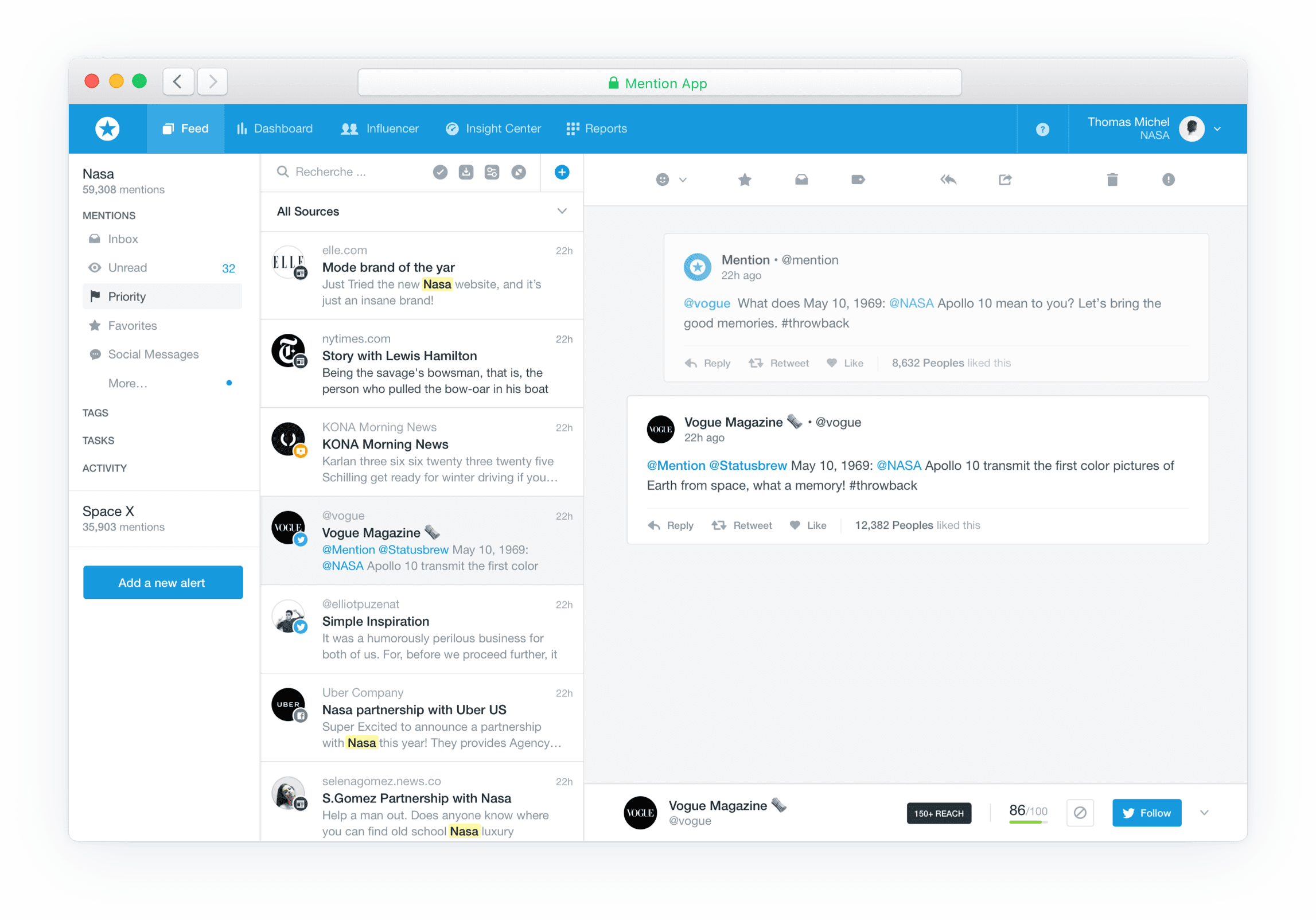 Example of Mention social listening tool