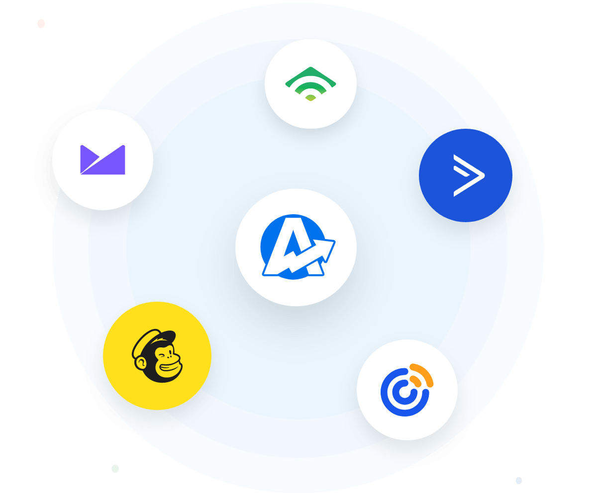 A collection of email platform logos that work with AgencyAnalytics